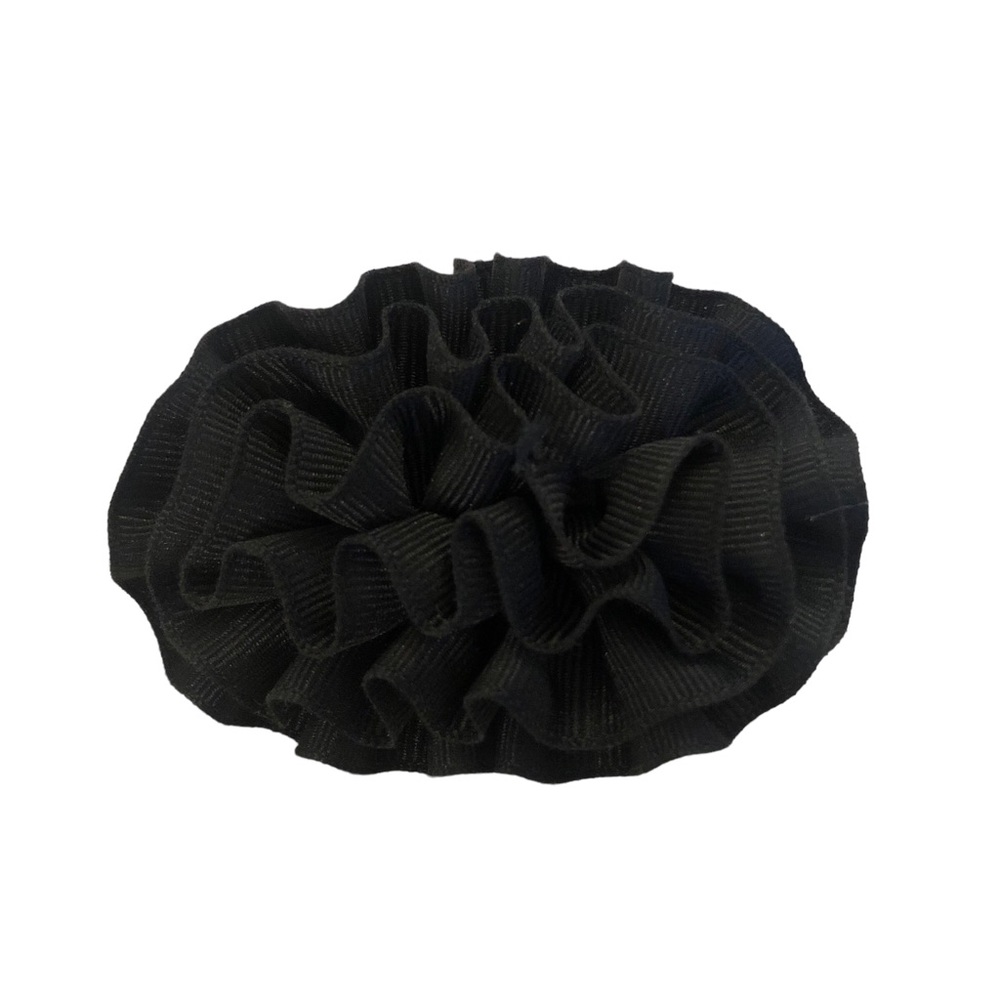 Black Ribbon Ruffle Barrette - Picture 3 of 4